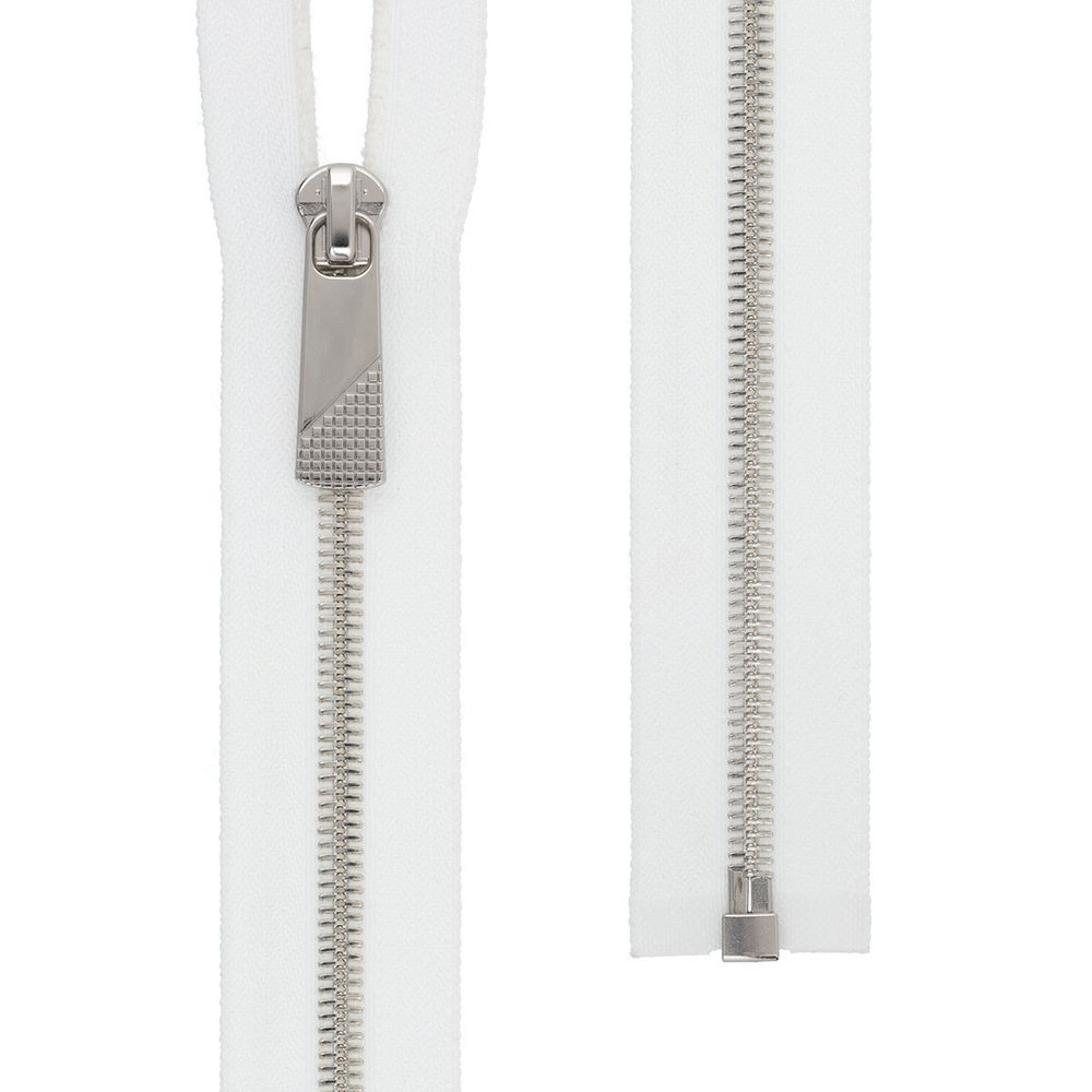 Молния металл Т5 (5 мм) 1 зам., разъем., 70 см, декор, серебро, белый, KAP-5 Gamma, 5 шт