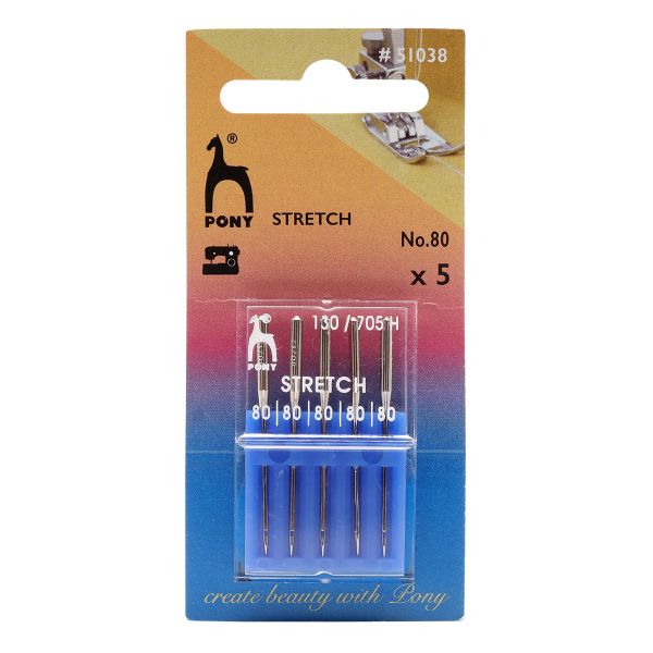 Иглы для швейных машин для стрейча 130/705 H-S, №80, 5 игл Pony, 51038