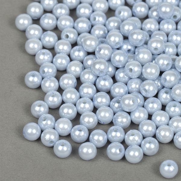Бусины пластик (перламутр) ⌀8 мм, цв.A26 голубой, уп.50г (213 шт), Magic4Hobby