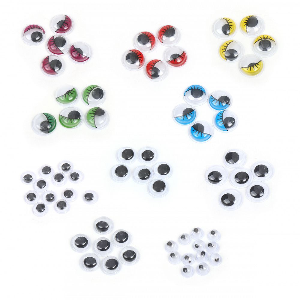 Глаза круглые бегающие 5-12 мм, цв.МИКС уп.280 шт