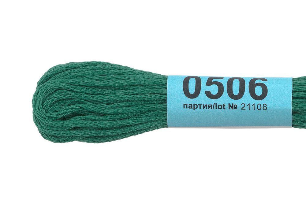 Мулине Gamma 100% хлопок, цв.0506 т-зеленый, 24 мотка по 8 метров