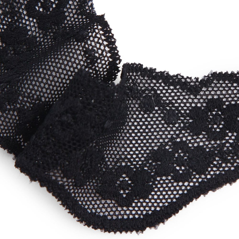 Кружево эластичное (стрейч) 40 мм, черный, 15 м