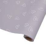 Пленка упаковочная для цветов и подарков Большие сердечки, 65 мкр, 58см / 10м ± 5% (VH2556 пурпурно-серый с сердечками)