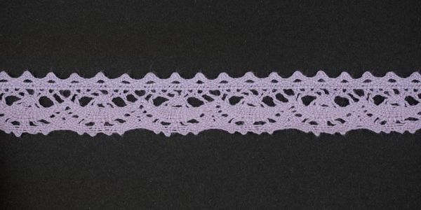 Кружево вязаное (тесьма) 16 мм цв. св.фиолетовый, AF-093-027, Alfa, 25 м