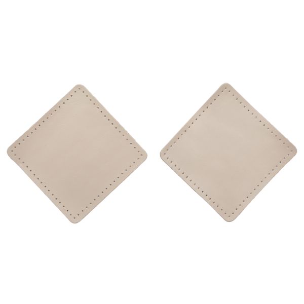 Заплатки пришивные из кожи, квадрат 8см с перфорацией, 2 шт, 100% кожа, 06 бежевый, 9122