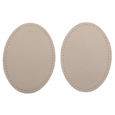 Заплатки пришивные из кожи, овал 8х10,9см с перфорацией, 2 шт, 100% кожа, 06 бежевый, 9124