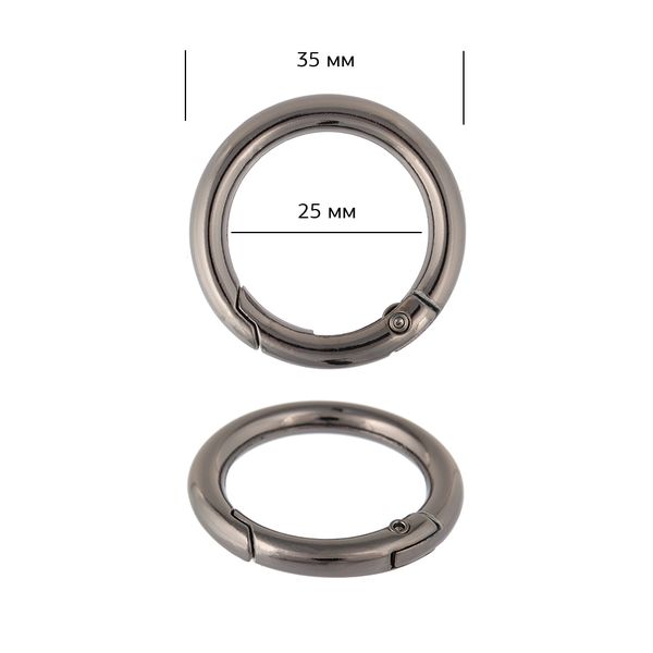 Карабин металл кольцо ⌀25.0 мм (35 мм) 107914, цв. чер.никель уп. 10 шт