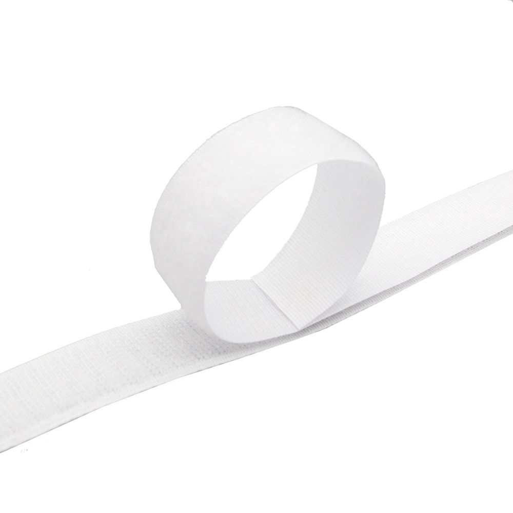 Лента контактная липучка (велкро) пришивная 25 мм / 25 метров, белый, /пара/, S090771, кач."B" /TOS/