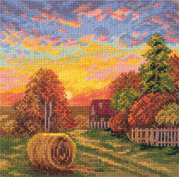 Набор для вышивания нитками Panna, Осенние росы, 16,5х16,5 см