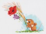Набор для вышивания нитками Klart, Полевая мышка, 19х15,5 см