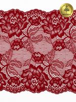 Кружево бельевое эластичное 180 мм / 25 м, 265, цв.101 т.красный, Kruzhevo