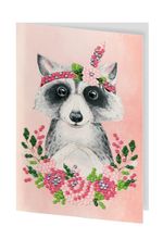 Алмазная (кристальная) мозаика Фрея, открытка Енотик с цветами, 14.8х10.5 см