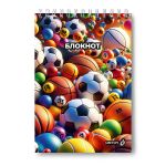 Блокнот на гребне, выборочный лак, A5 80 л., 4 шт, клетка, Яркий мяч 01239, Светоч Б127