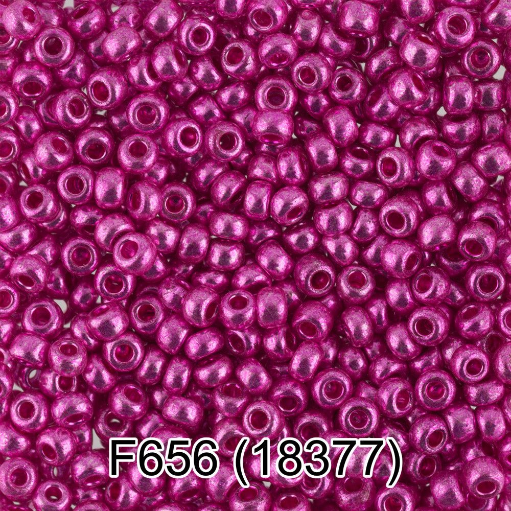 Бисер Gamma 10/0 (2.3 мм), 50 г, F656 малиновый/металлик, 18377, круглый 6
