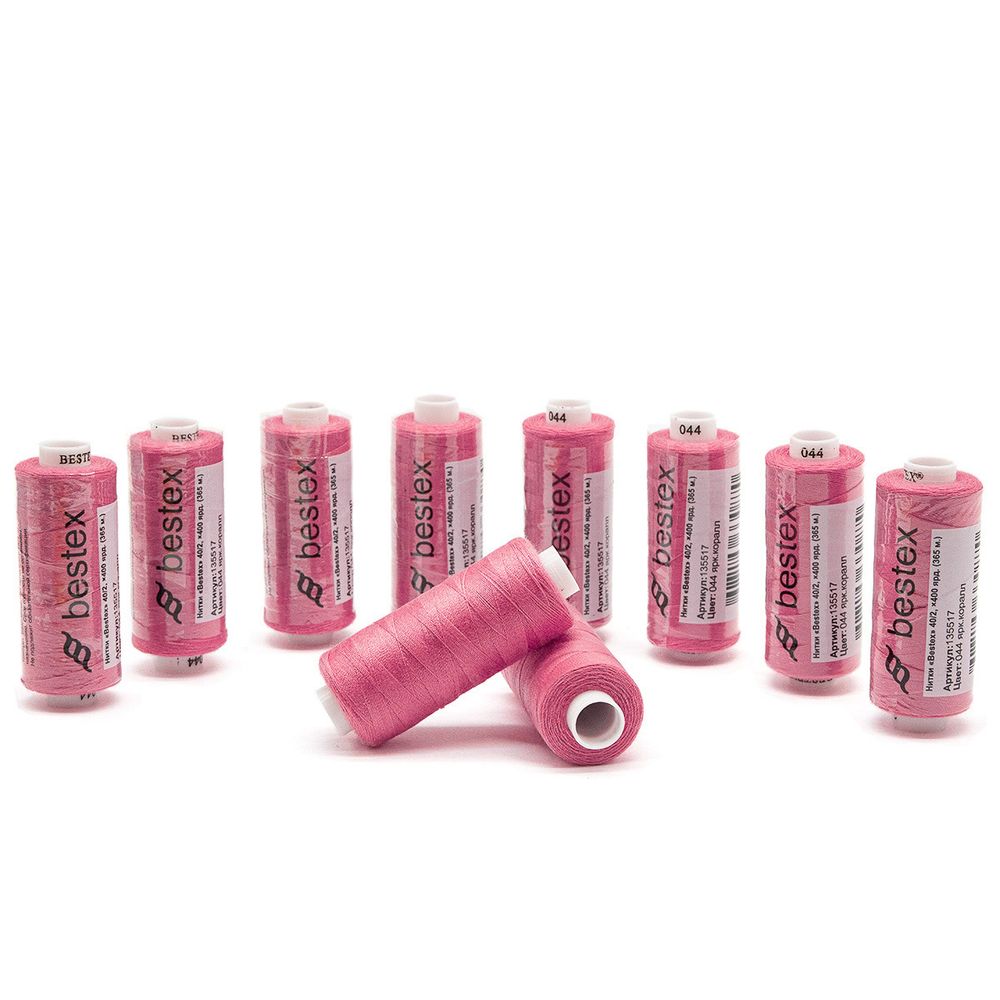 Нитки швейные бытовые Bestex 40/2, 365 м (400 ярд) / 10 кат., 044 кораллово-розовый