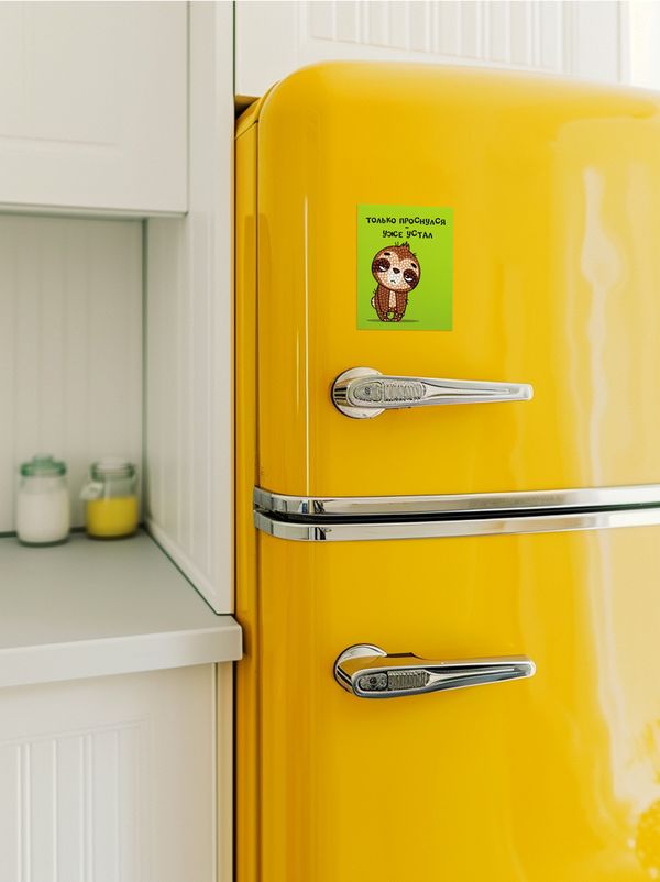 Алмазная (кристальная) мозаика Фрея ALVM-106, магнит Уставший ленивец, 9х11 см