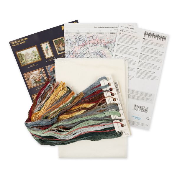Набор для вышивания нитками Panna, Золотая серия, Географическая карта мира, 66х46,5 см