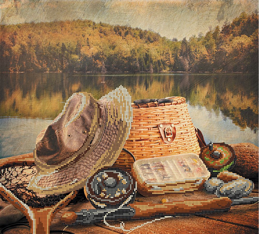 Рисунок для вышивания на шелке Матренин Посад арт.41х41 - 4236 Рыболовный натюрморт