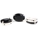 Хрустальные стразы в цапах овальной формы, черный 13х18 мм, 3 шт, ОЦ012НН1318