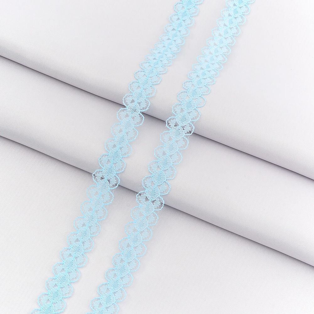 Кружево капроновое 14 мм / 30 метров, 140, 100% п/э, цв. голубой, 26787