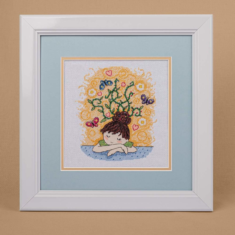 Набор для вышивания нитками Созвездие, Мечтательница 14х16см