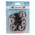 Кнопка пришивная металл ⌀30.0 мм, 10 шт, 02 черн.никель, Gamma KL-300