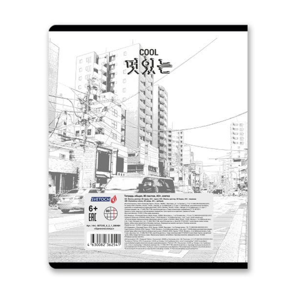 Тетрадь ученическая общая, A5+ 80 л. на скобе 65 г/м², белизна 100%, 5 шт, клетка в термоусадочной пленке, 000484 Одноклассницы, Светоч 80ТСК5_0_2_1