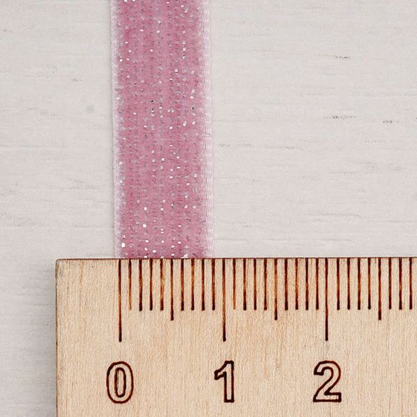 Лента бархатная (тесьма) с люрексом 10.0 мм / 32.9±2 метров, 36 розовый