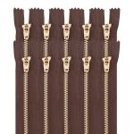 Молния металл джинсовая Т5 (5 мм) 1 зам., н/раз., 14 см, коричневый, 39068/14-3, 10 шт