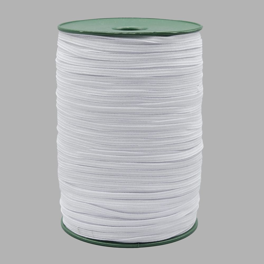 Резинка бельевая (стандартная) вязаная 4 мм / 300 метров, 1.95 г/м, эластичность 190%, белая, 0004