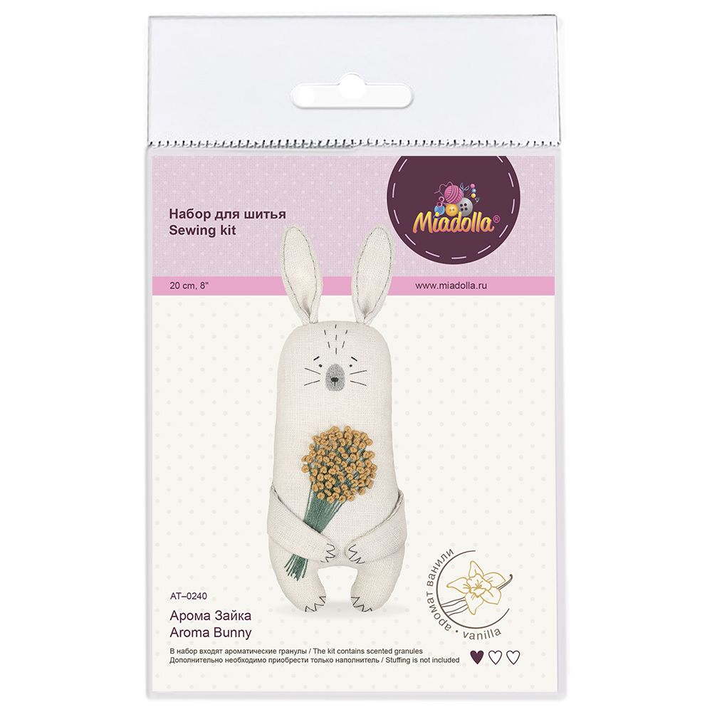 Набор для шитья игрушки Арома Зайка 20 см, Miadolla AT-0240