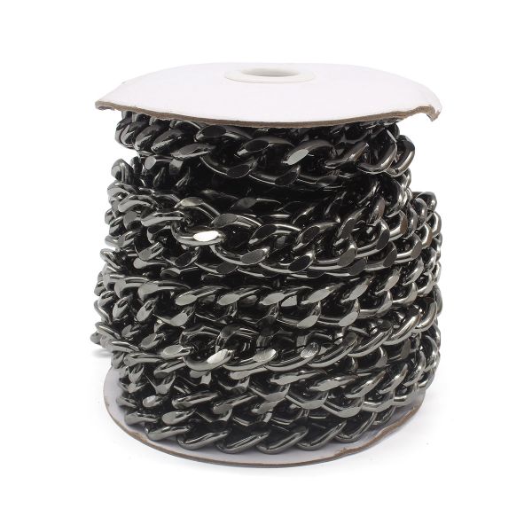 Цепь алюминиевая 19,8 мм, 14,6 мм, боб(10 м) (чер.никель) K8622