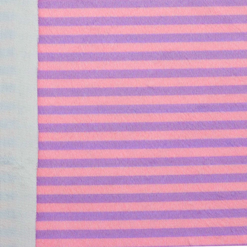 Мех коротковорсовый 3мм с принтом полоска, 47*47см (±2см), 100% п/э (сирень/светло-розовый) 29498