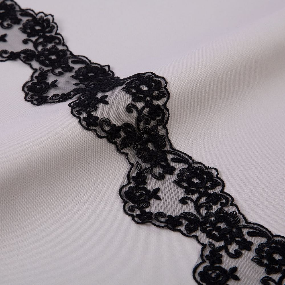 Кружево на сетке 67 мм / 10 м, черный, Gamma GKMB-6702M