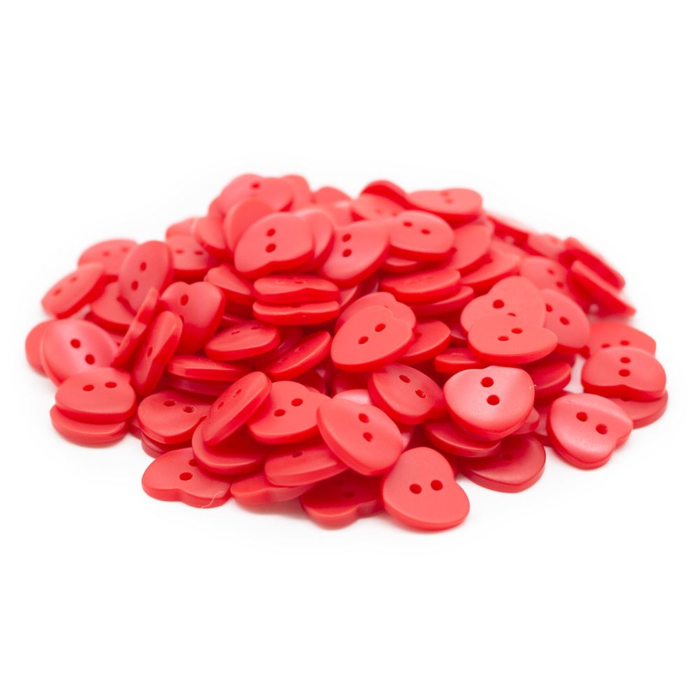 Пуговицы детские Сердце 24L (15мм) 2 пр. (col. 14 (красный)), CB-M-27, 144 шт