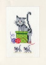 Набор для вышивания нитками Vervaco, Игривые кошки, 10.5х15 см
