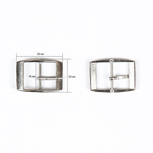 Пряжка ременная металл 18 мм (внешн. 23х32 мм), 10 шт, никель, прямоугольная, BIG