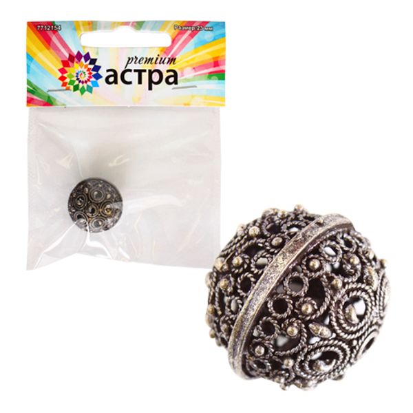 Бусины металл ⌀23 мм, 1 шт, Астра Premium