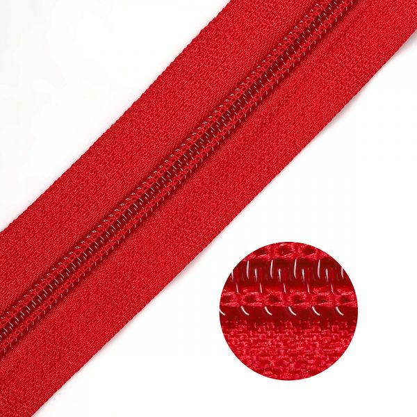 Молния рулонная спираль (витая) Т5 (5 мм) / 200 метров, F148 красный, Mzip