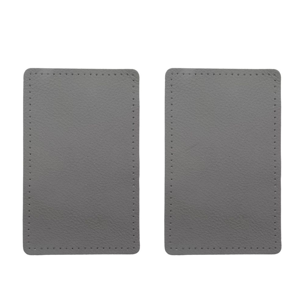 Заплатки пришивные из кожи, прямоугольник 8х12,7см с перфорацией, 2 шт, 100% кожа, 07 серый, 9123