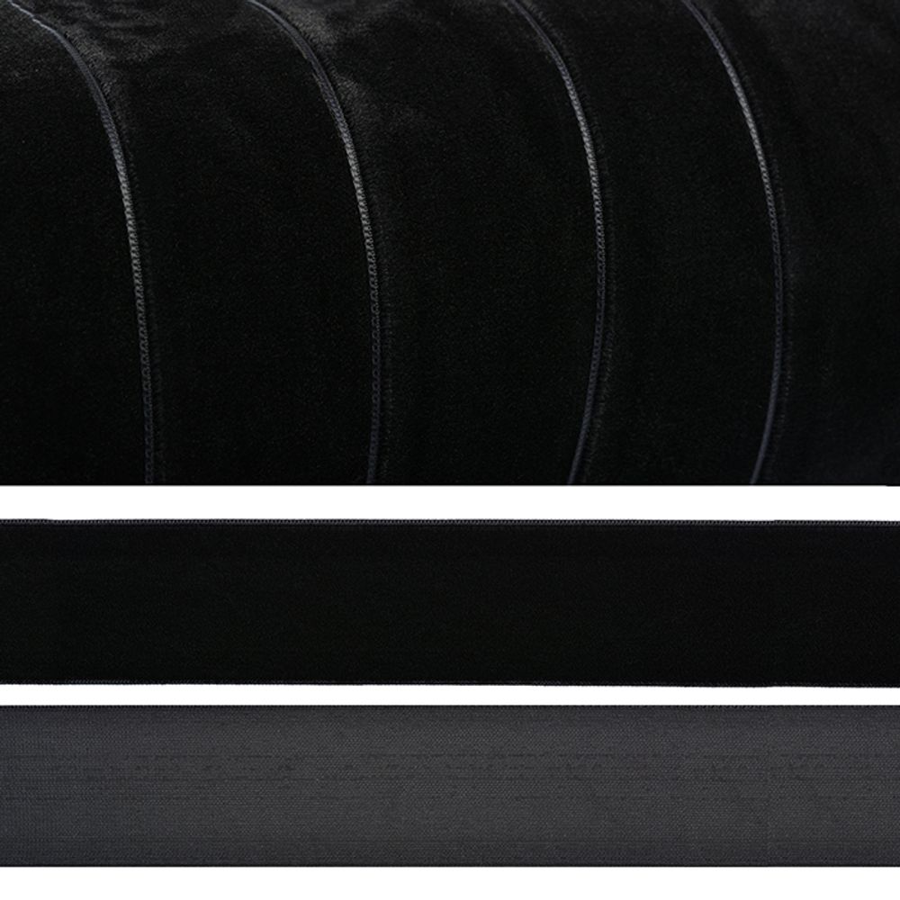 Лента бархатная (тесьма) 15.0 мм / 20±1 метров, нейлон, черный Лента бархатная (тесьма) 15.0 мм / 20±1 метров, нейлон, черный