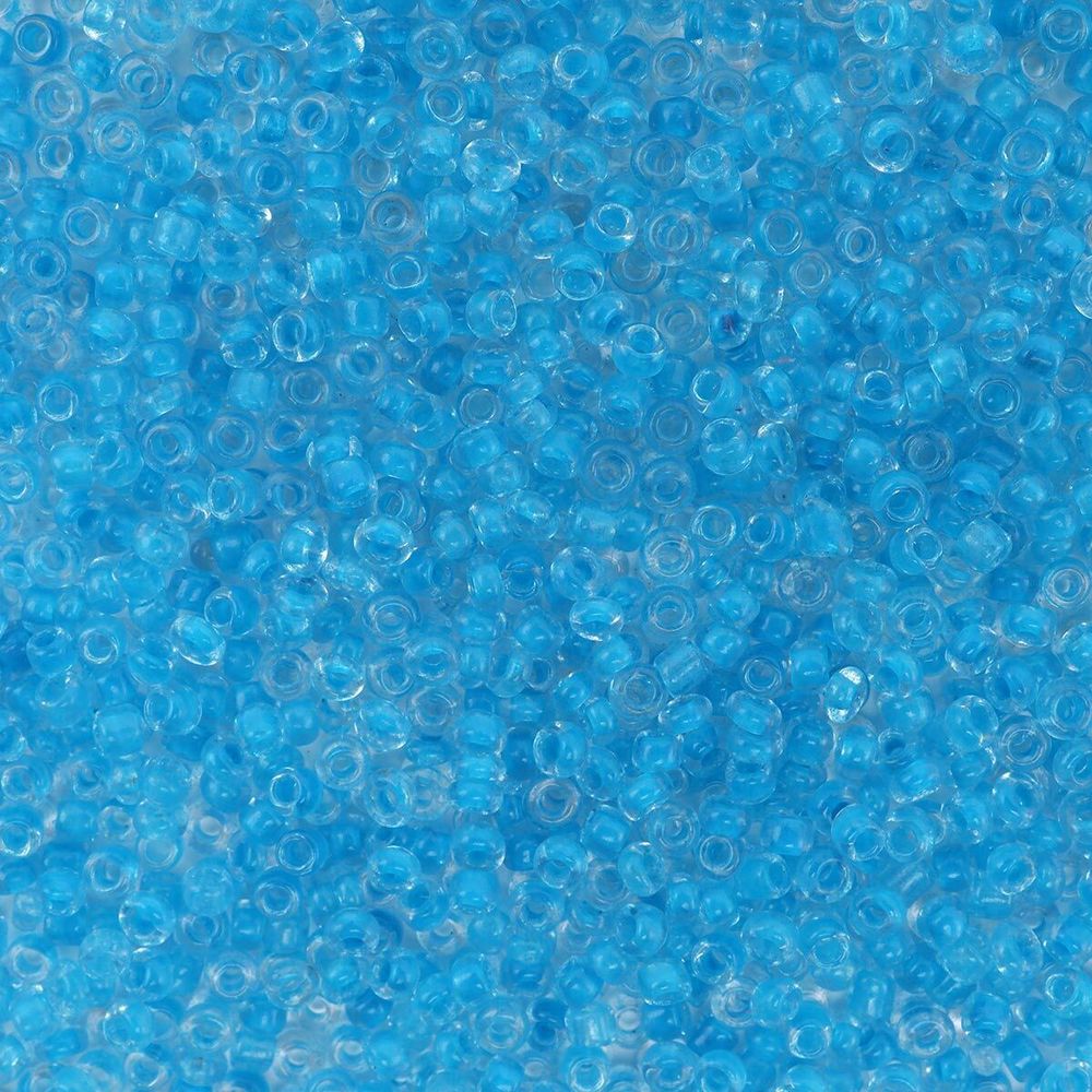 Бисер (стекло), 11/0, 10х20 г, Astra&amp;Craft (133В голубой/прозрачный с цветным центром)