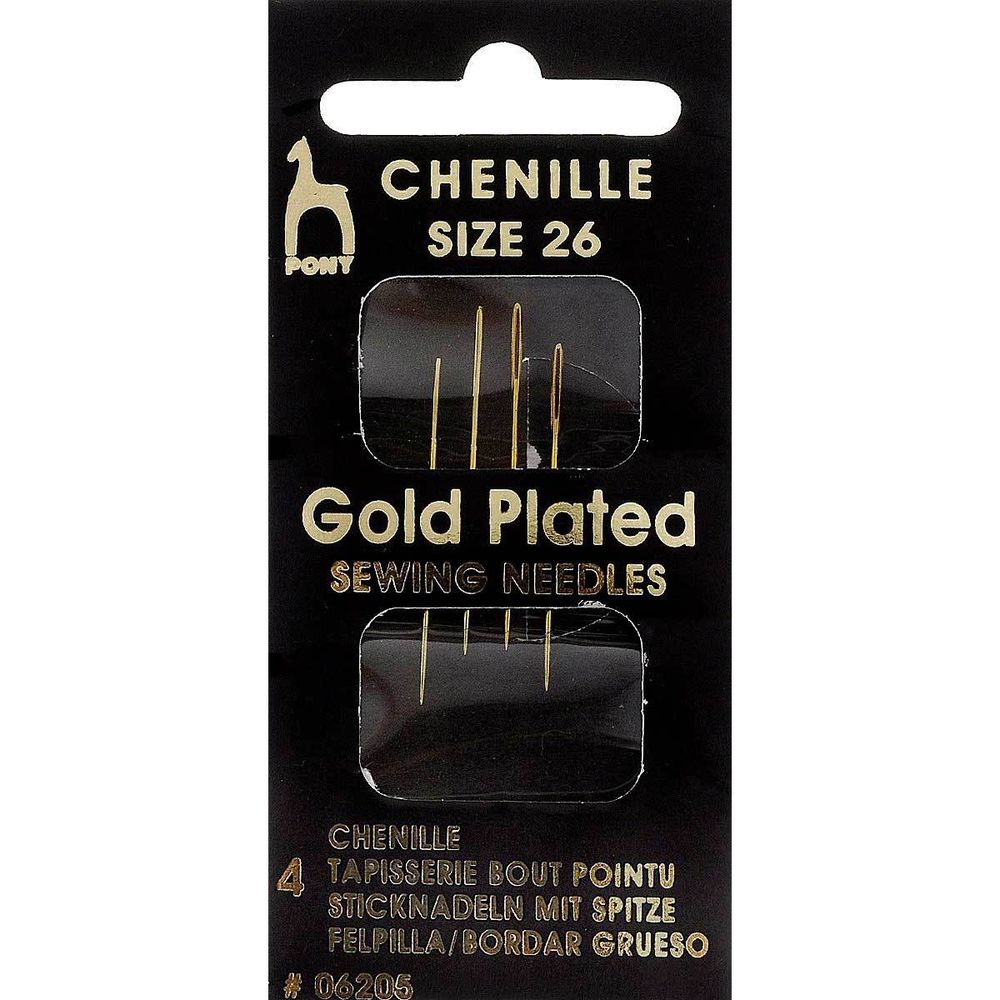 Иглы ручные с золотым покрытием, для синели, глади №26,4 шт, Pony
