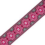 Лента (тесьма) жаккардовая 50.0 мм / 7 метров, черный/малиновый, 2182