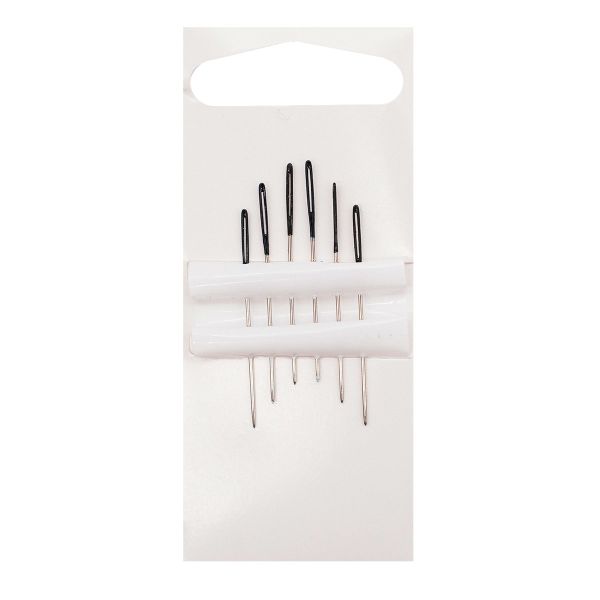 Иглы ручные для гобеленовых и трикотажных тканей с цветн. ушком, №24, серебро/черн.6 шт, Pony