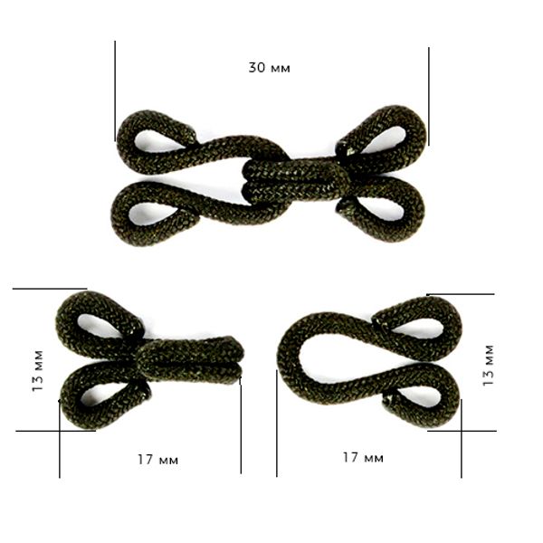 Крючки пришивные в оплетке 29 мм, HWT.1.8, цв. черный уп. 50 шт