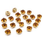 Хрустальные стразы в цапах круглые (золото) медовый 6х6мм, 20 шт/упак Astra&Craft, ЗЦ013НН66