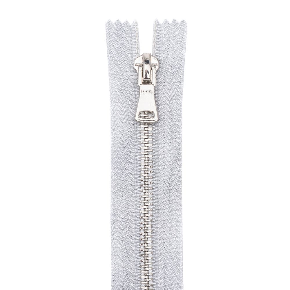 Молния металл Т5 (5 мм) 1 зам., н/раз., 18 см, серебро, 6534-0176, 10 шт