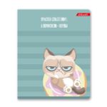 Тетрадь ученическая общая, софт тач, A5+ 96 л. на скобе, белизна 100%, 5 шт, клетка, 000350 Кот-пофигист, Светоч 96ТСК5_12_3_1