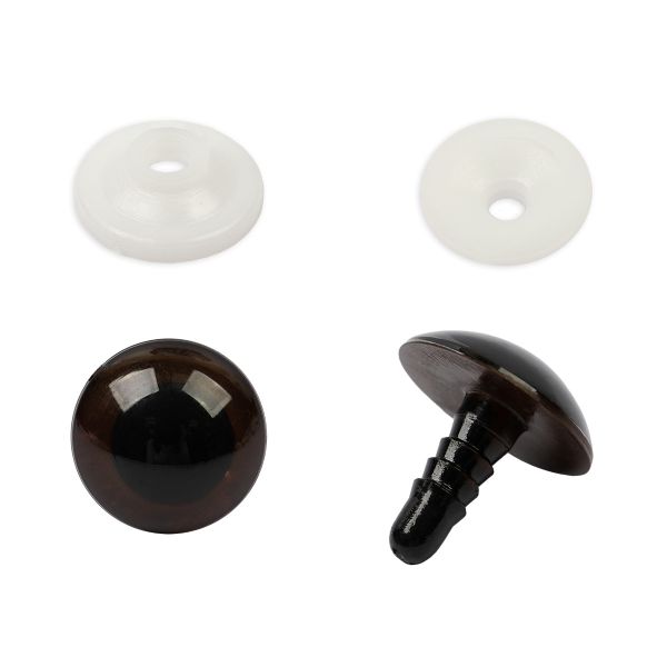 Глазки кукольные кристальные с фиксатором ⌀18 мм, 10 шт (5х2 шт), коричневый, HobbyBe PGKS-18